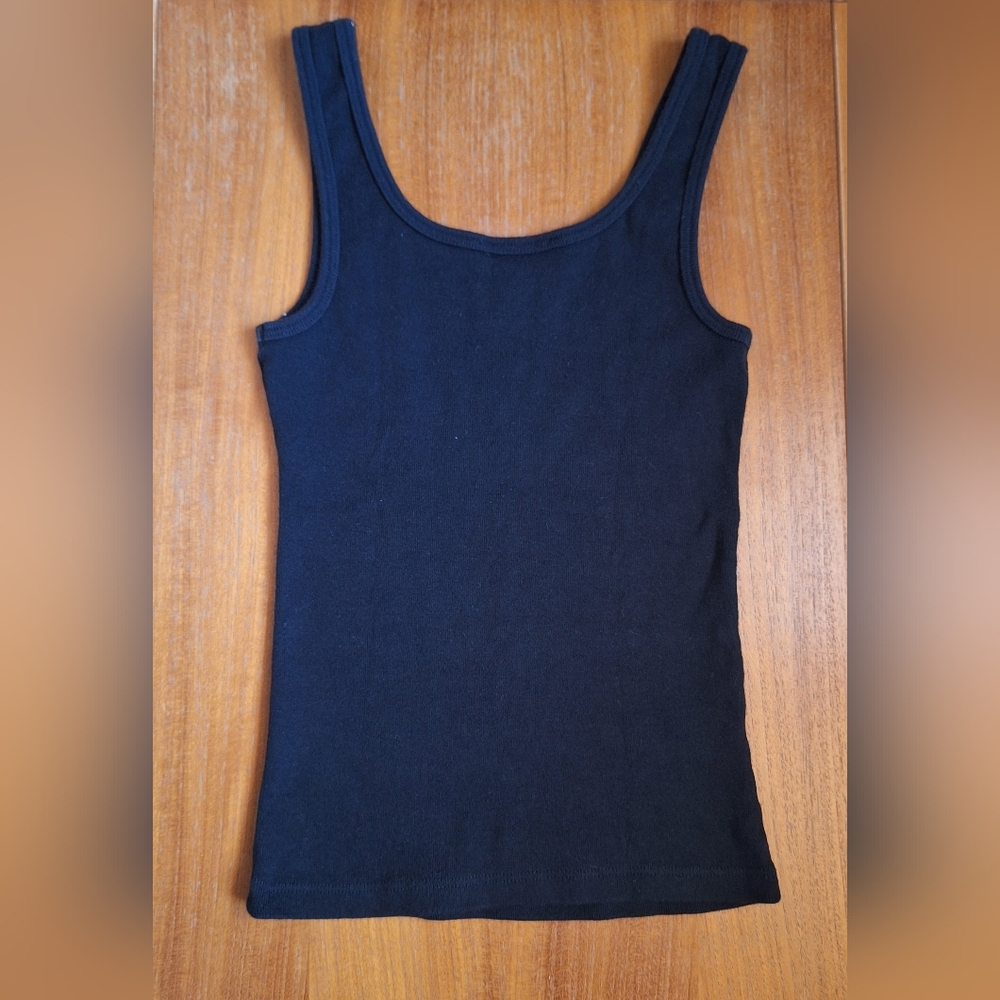 bebe Y2K Rhinestone Logo Tank 100% Cotton Crystal Spellout Sporty bbsp Black S - Picture 4 of 9